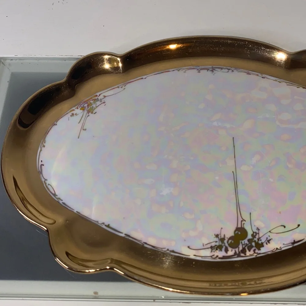 Vintage Bavaria Fine China, Iridescent Lusterware, Platter & Bowl Set 1920’s